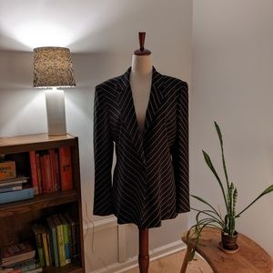 Oscar de la Renta | 2000s Silk Blazer | Black and White | Size 12
